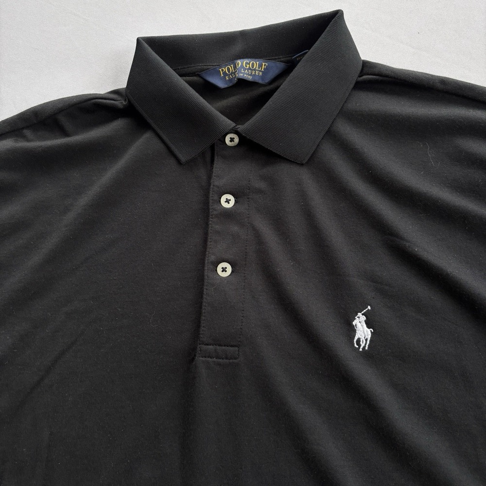 Polo Golf Ralph Lauren Black Polo Shirt‎ Large Peru Pima Cotton